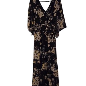 K Jordan Black Floral Wrap Dress